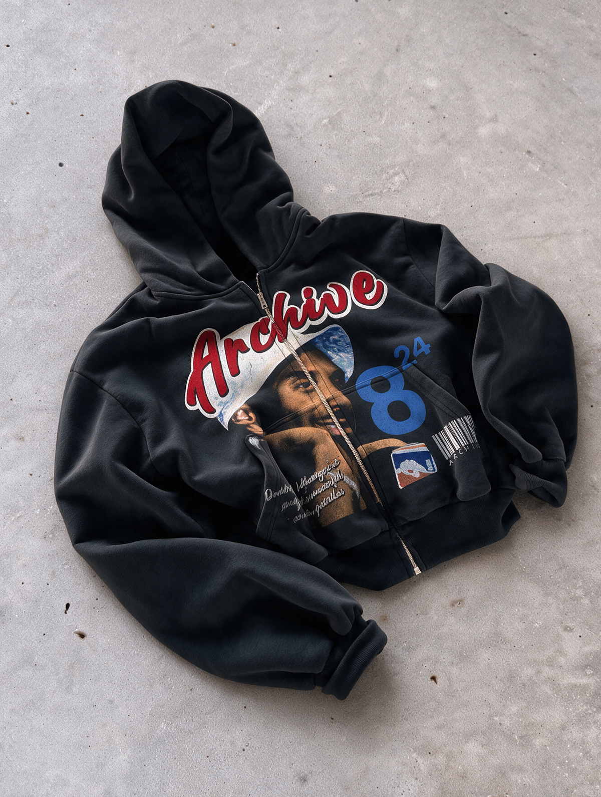 'MAMBA ARCHIVE' HEAVYWEIGHT BOXY ZIPUP HOODIE — Black — additional product view