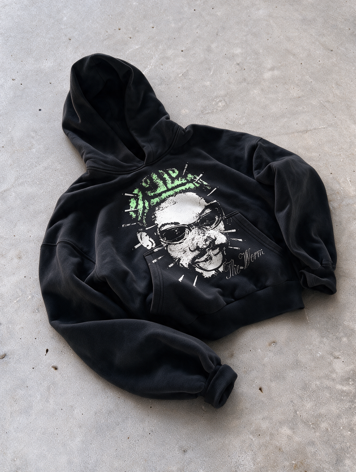 'THE WORM' 500G HEAVYWEIGHT HOODIE — Green — additional product view