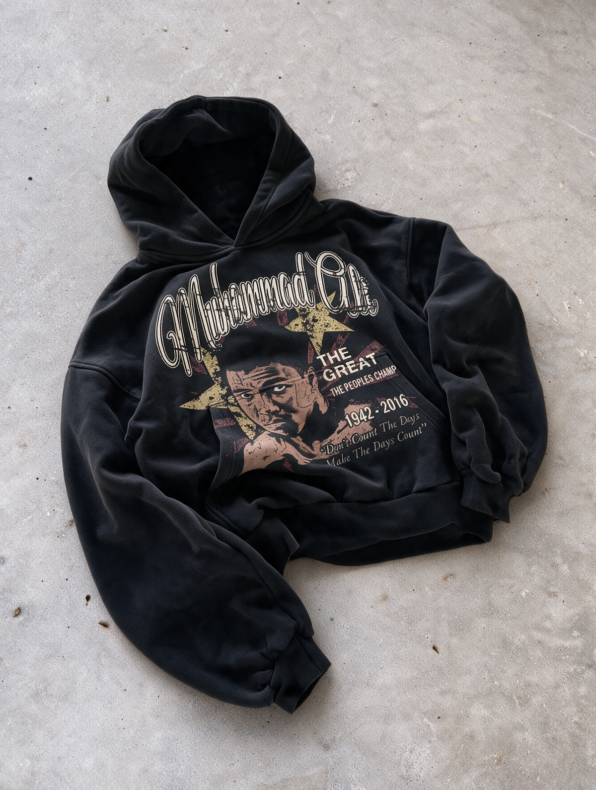 'ALI' 500G HEAVYWEIGHT HOODIE — Black — additional product view