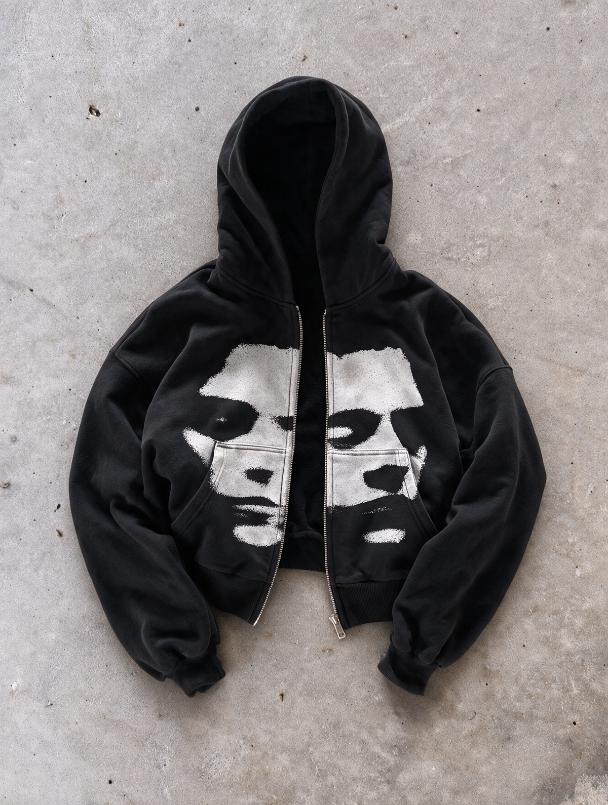 'ALTER-EGO' HEAVYWEIGHT BOXY ZIPUP HOODIE — Black — additional product view