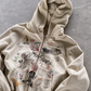 'GRAFFITI DREAMS' HEAVYWEIGHT BOXY ZIPUP HOODIE — Tan — additional product view
