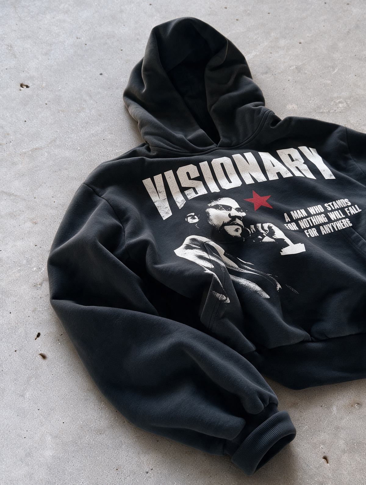 'VISIONARY X' 500G HEAVYWEIGHT HOODIE — Black — additional product view