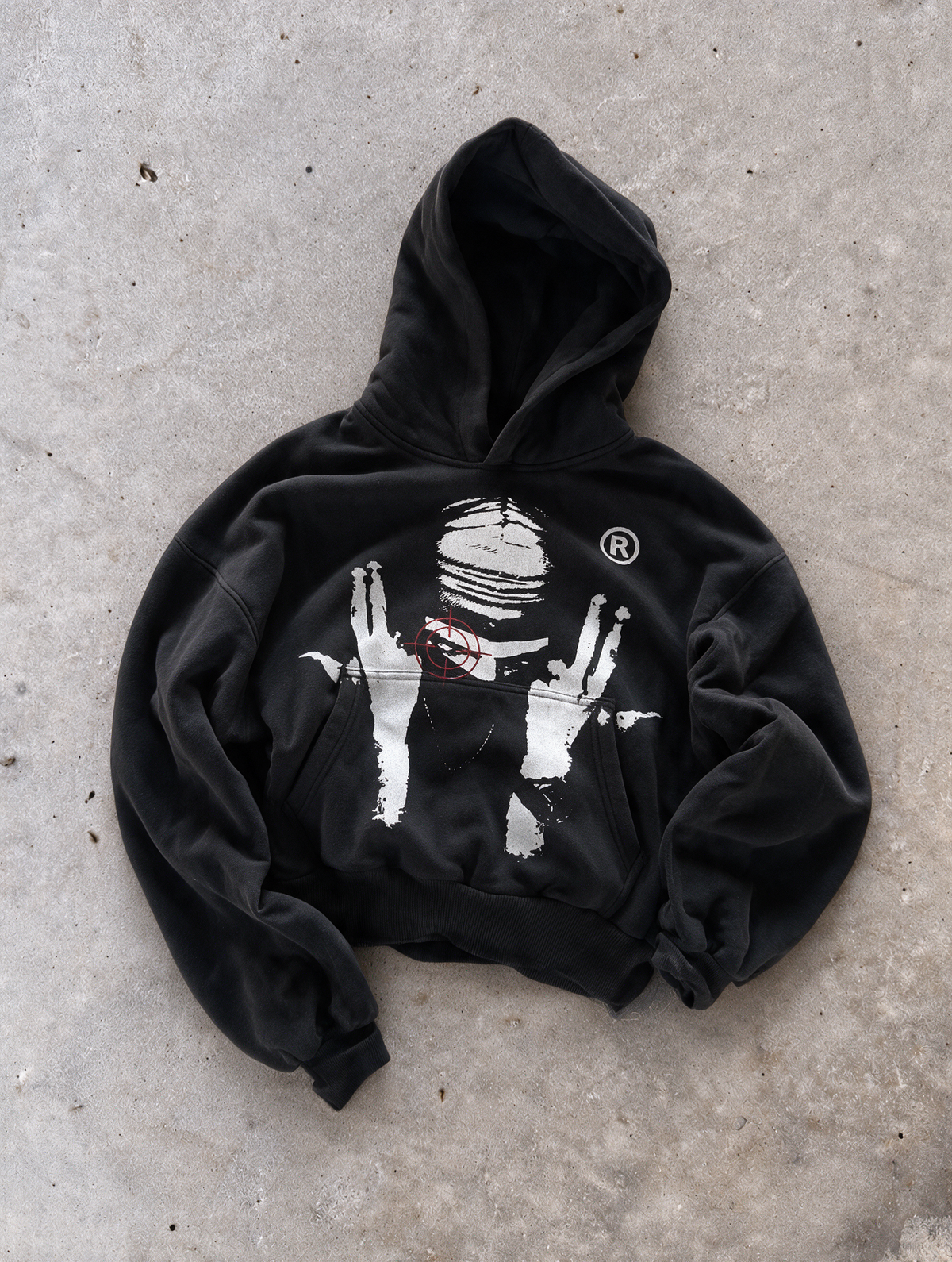 'TARGET' 500G HEAVYWEIGHT HOODIE — Black — additional product view