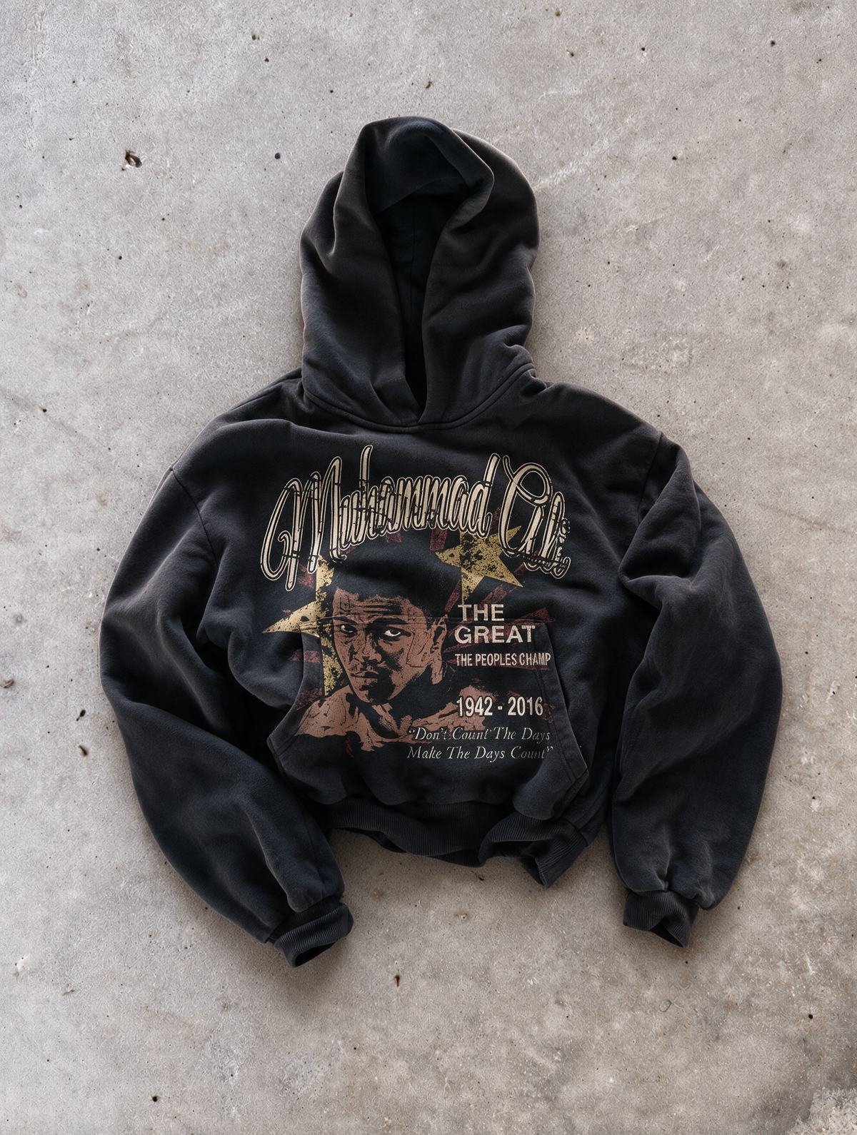 'ALI' 500G HEAVYWEIGHT HOODIE — Black — additional product view