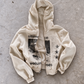 'SILENCE SPEAKS VOLUMES' HEAVYWEIGHT BOXY ZIPUP HOODIE — Tan — additional product view
