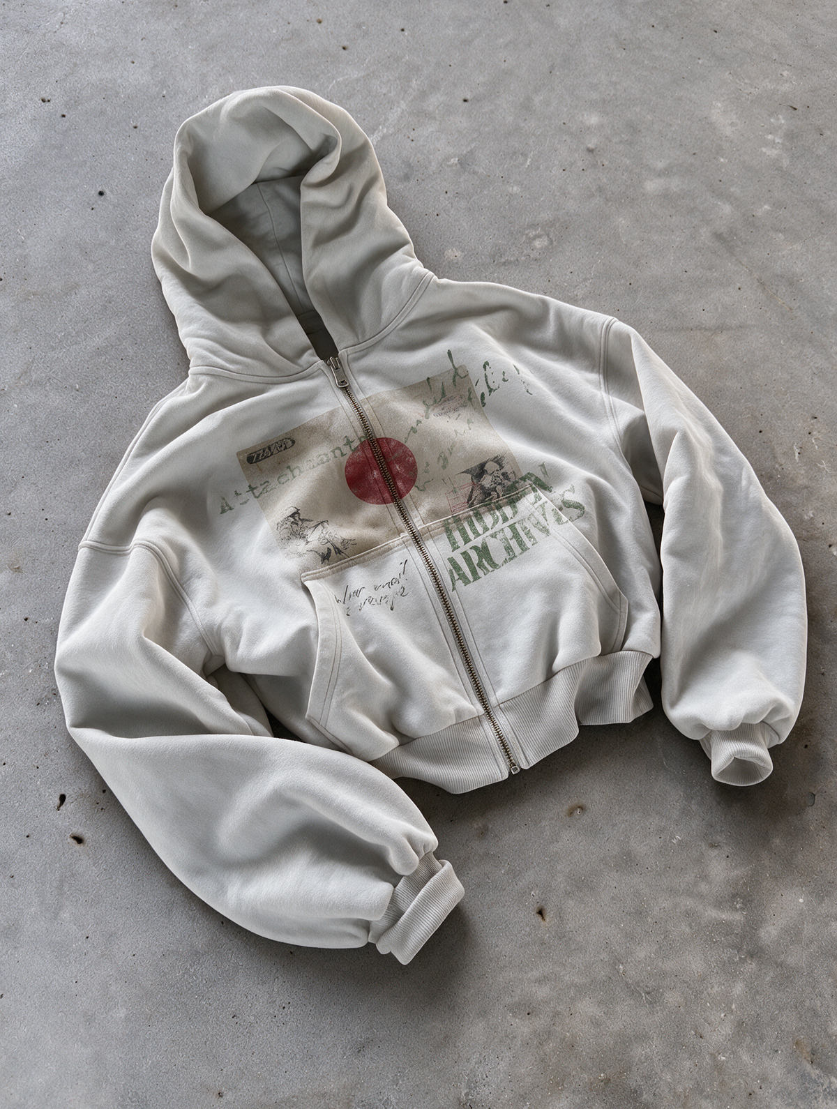 'JAPAN' HEAVYWEIGHT BOXY ZIPUP HOODIE — White — additional product view