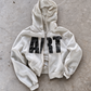 'ART' HEAVYWEIGHT BOXY ZIPUP HOODIE — White — additional product view