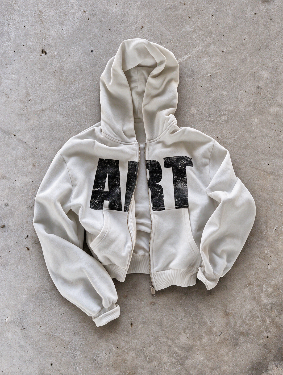 'ART' HEAVYWEIGHT BOXY ZIPUP HOODIE — White — additional product view