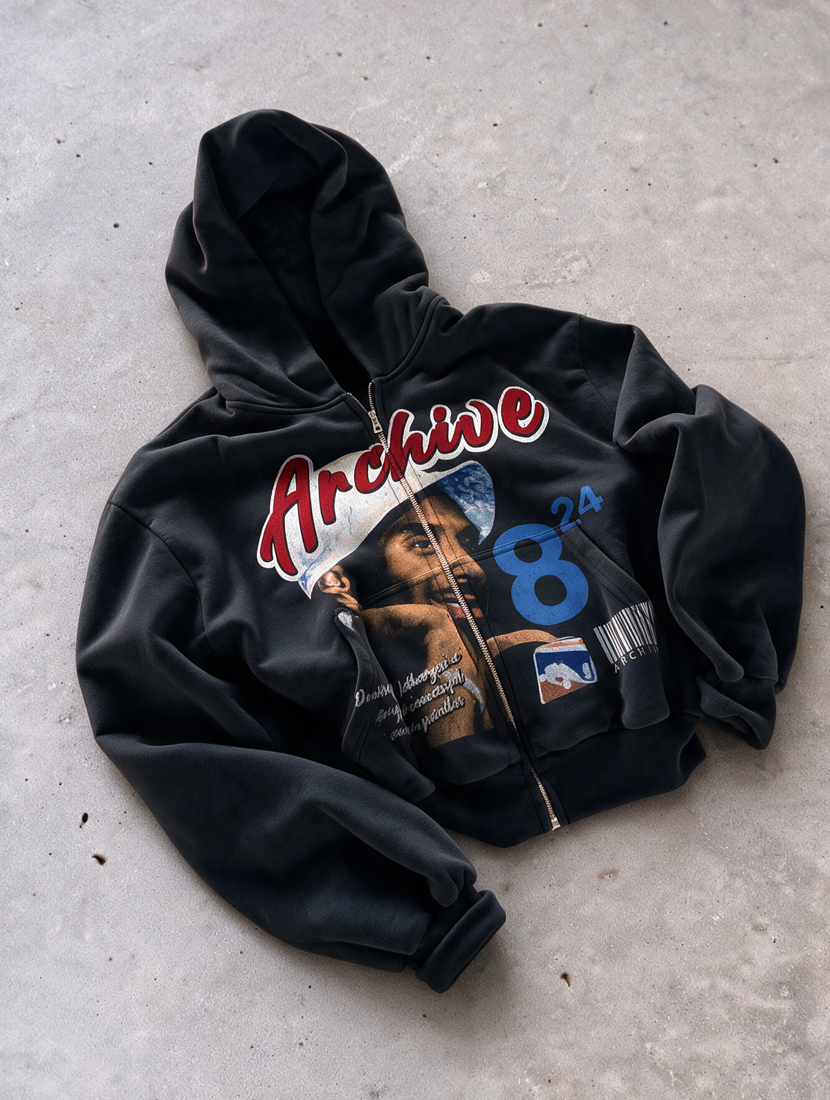 'MAMBA ARCHIVE' HEAVYWEIGHT BOXY ZIPUP HOODIE — Black — additional product view