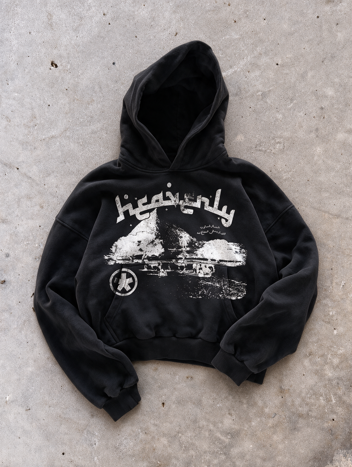 'HEAVENLY II' 500G HEAVYWEIGHT HOODIE — Black — additional product view