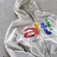 'DO YOU CREATE?' HEAVYWEIGHT BOXY ZIPUP HOODIE — White — additional product view