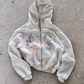 'STAMPS II' HEAVYWEIGHT BOXY ZIPUP HOODIE — White — additional product view