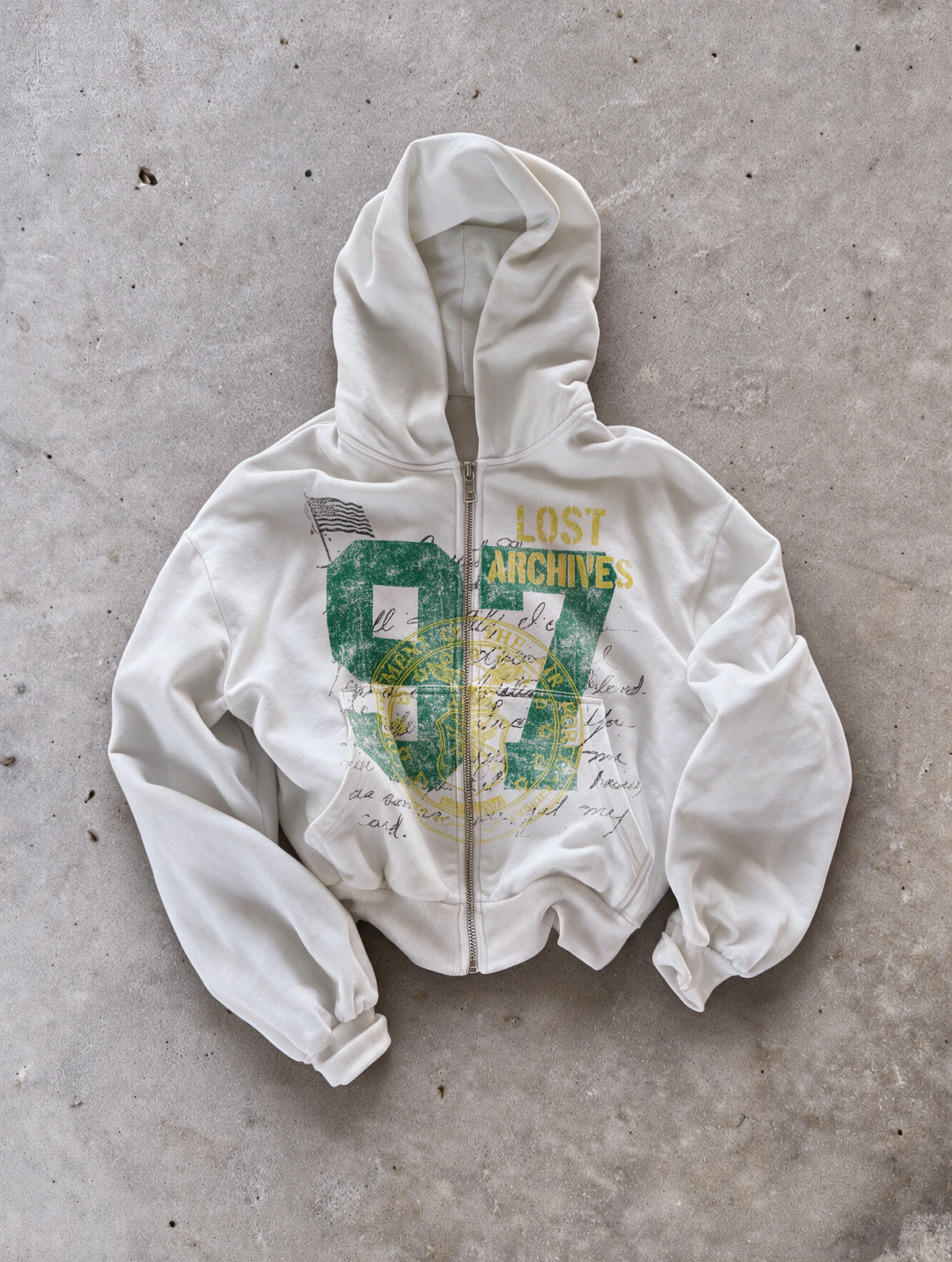 '97' HEAVYWEIGHT BOXY ZIPUP HOODIE — White — additional product view