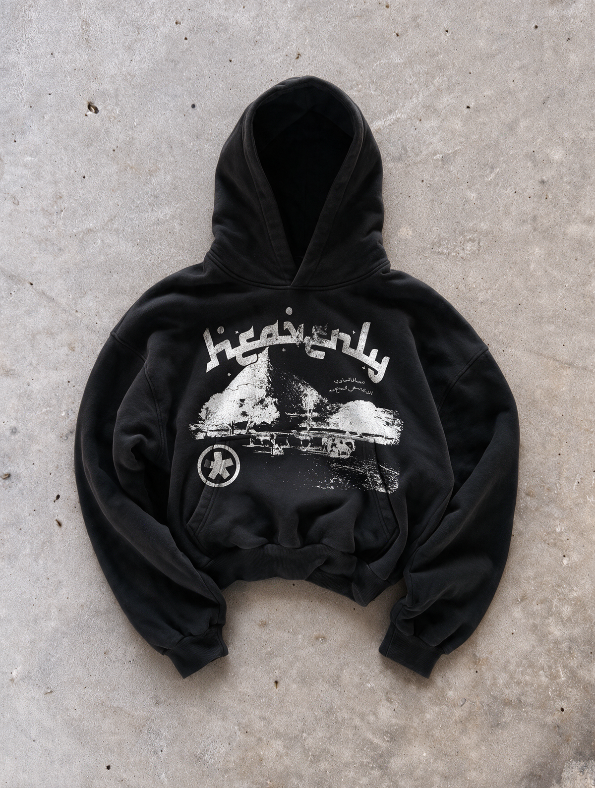'HEAVENLY II' 500G HEAVYWEIGHT HOODIE — Black — additional product view