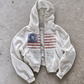 'CLASSIFIED' HEAVYWEIGHT BOXY ZIPUP HOODIE — White — additional product view
