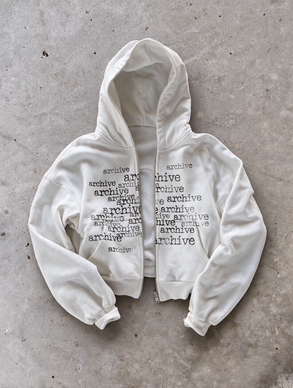 'MATRIX' HEAVYWEIGHT BOXY ZIPUP HOODIE — White — additional product view