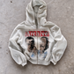 'SWORD & SHIELD' HEAVYWEIGHT BOXY ZIPUP HOODIE — White — additional product view