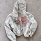 'STAMPS' HEAVYWEIGHT BOXY ZIPUP HOODIE — White — additional product view