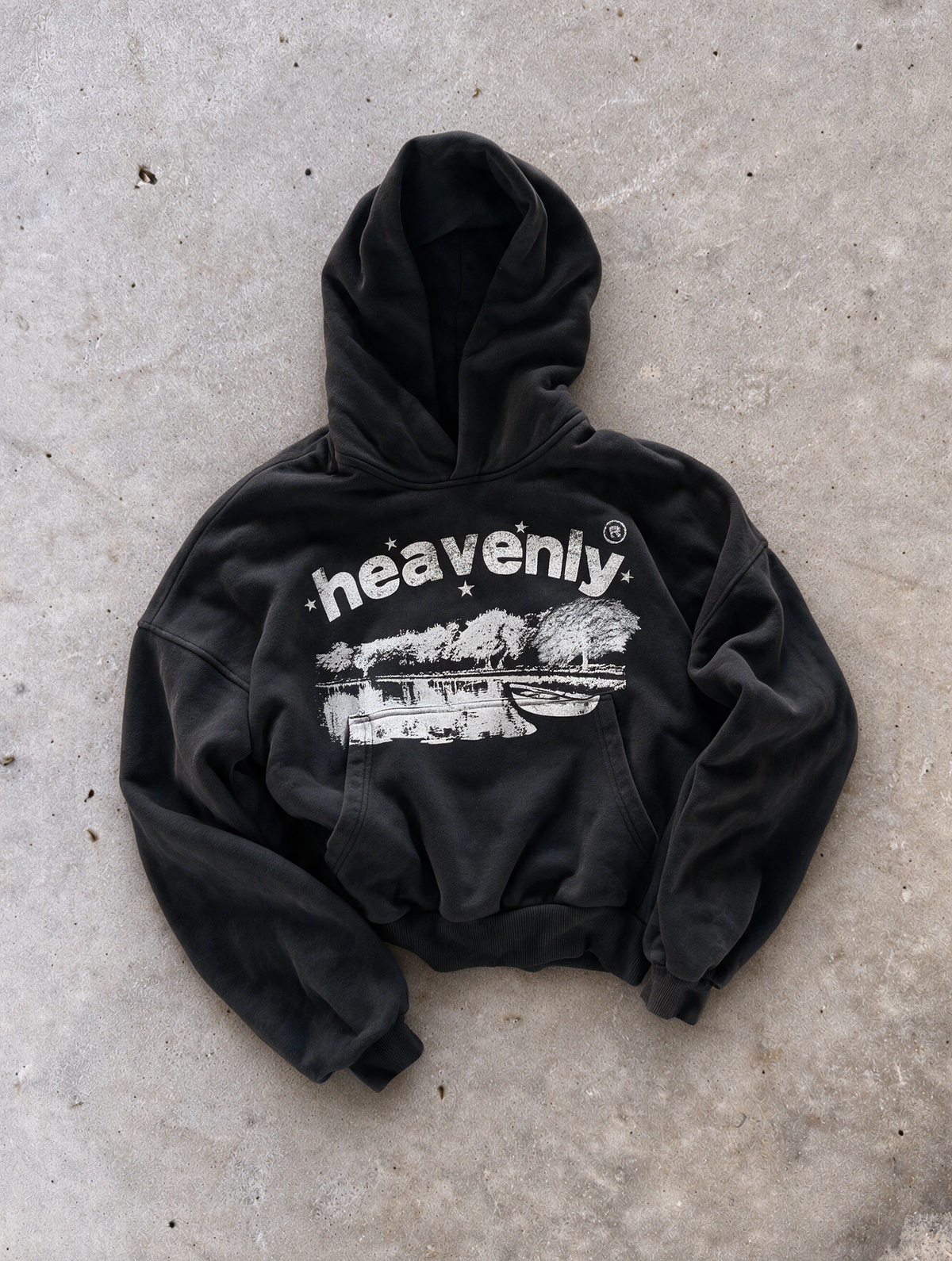 'HEAVENLY' 500G HEAVYWEIGHT HOODIE — Black — additional product view