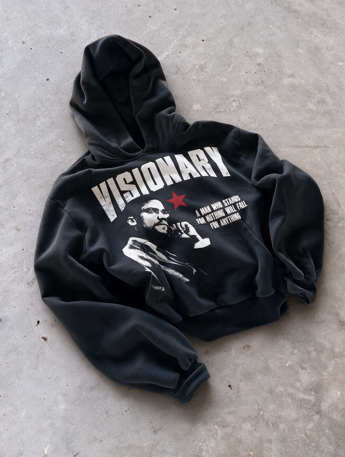 'VISIONARY X' 500G HEAVYWEIGHT HOODIE — Black — additional product view
