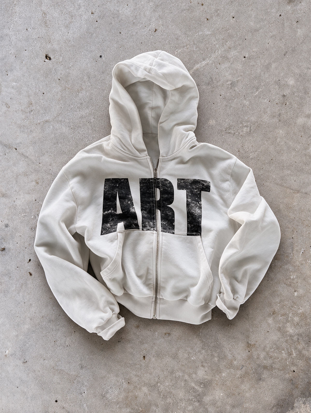 'ART' HEAVYWEIGHT BOXY ZIPUP HOODIE — White — additional product view