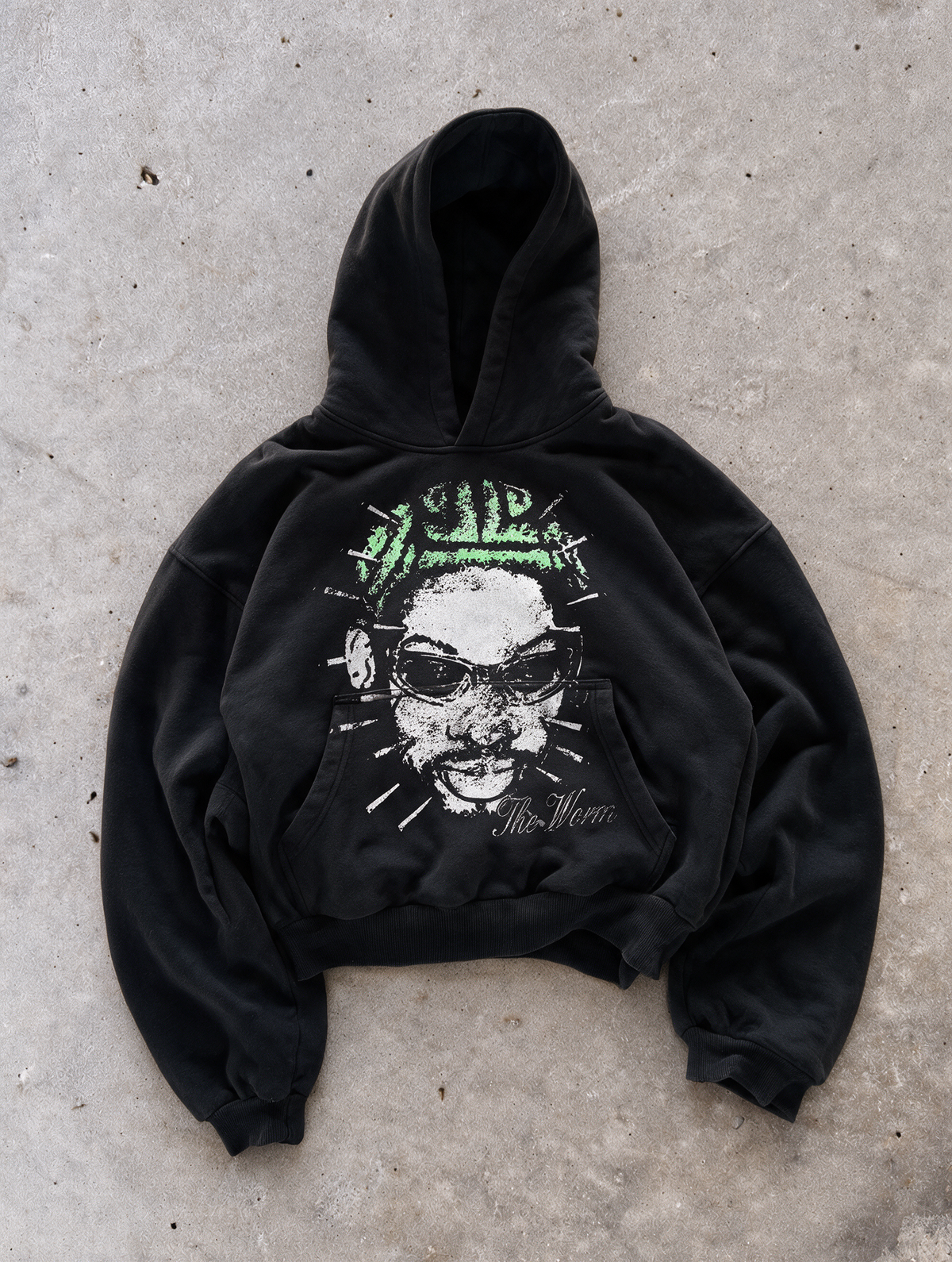'THE WORM' 500G HEAVYWEIGHT HOODIE — Green — additional product view