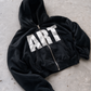 'ART' HEAVYWEIGHT BOXY ZIPUP HOODIE — Black — additional product view