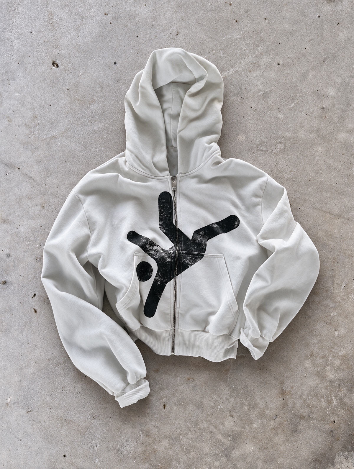 'FALLING' HEAVYWEIGHT BOXY ZIPUP HOODIE — White — additional product view