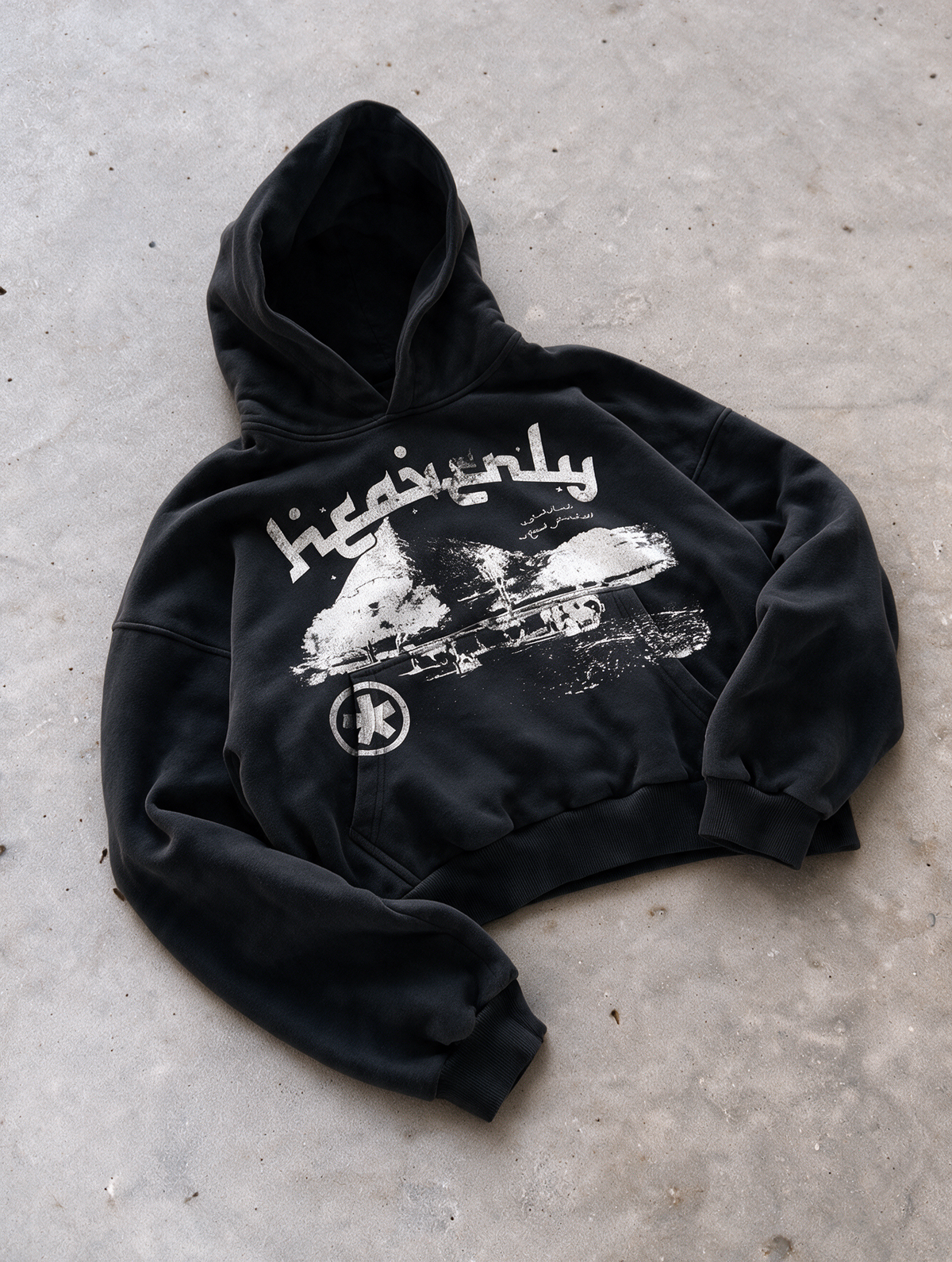 'HEAVENLY II' 500G HEAVYWEIGHT HOODIE — Black — additional product view
