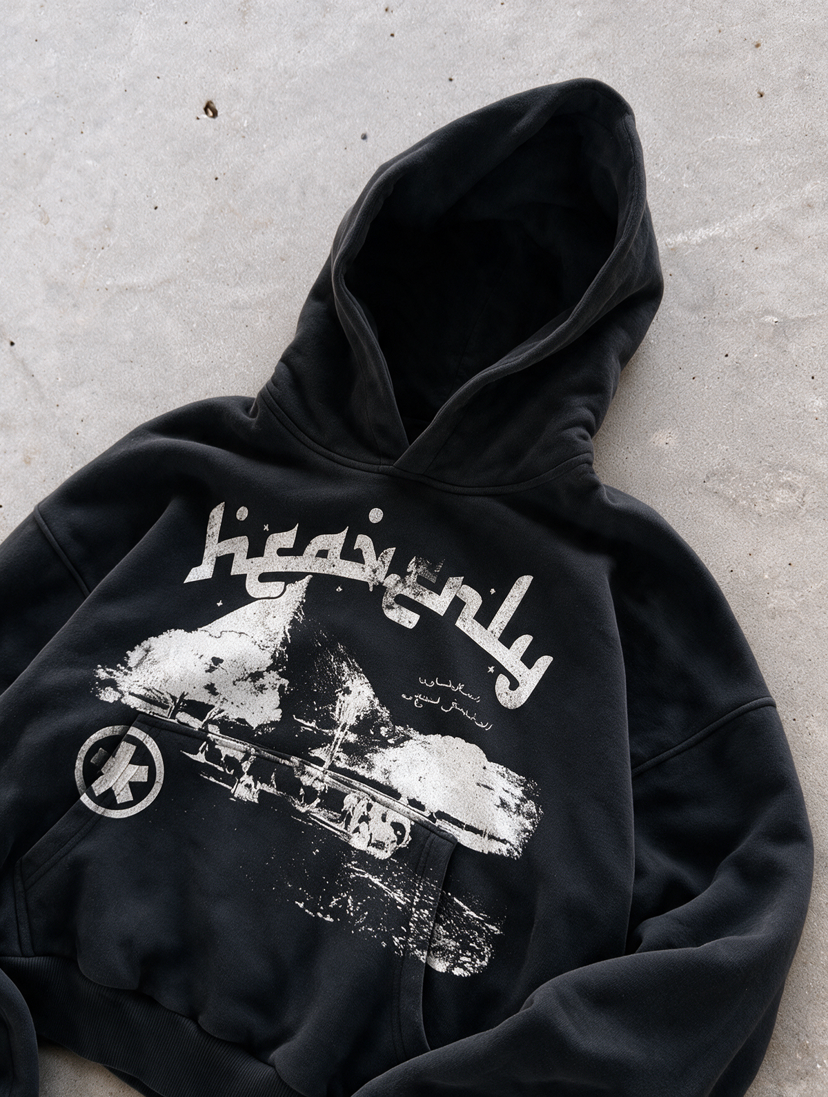 'HEAVENLY II' 500G HEAVYWEIGHT HOODIE — Black — additional product view