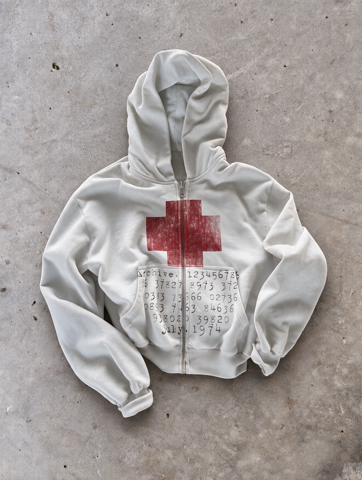 'JULY1974' HEAVYWEIGHT BOXY ZIPUP HOODIE — White — additional product view