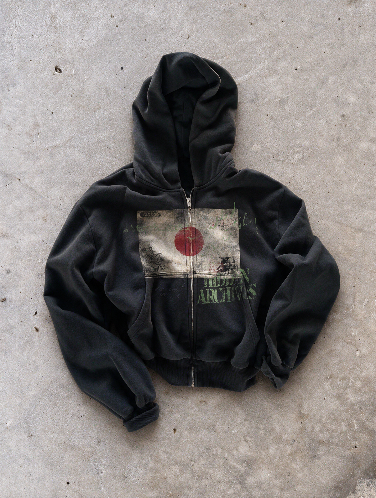 'JAPAN' HEAVYWEIGHT BOXY ZIPUP HOODIE — Black — additional product view