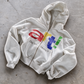 'DO YOU CREATE?' HEAVYWEIGHT BOXY ZIPUP HOODIE — White — additional product view