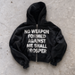 'NO WEAPON FORMED' HEAVYWEIGHT BOXY ZIPUP HOODIE — Black — additional product view