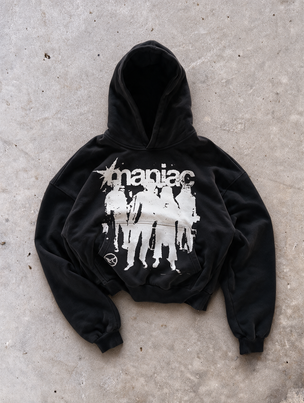'MANIAC' 500G HEAVYWEIGHT HOODIE — Black — additional product view