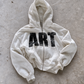 'ART' HEAVYWEIGHT BOXY ZIPUP HOODIE — White — additional product view