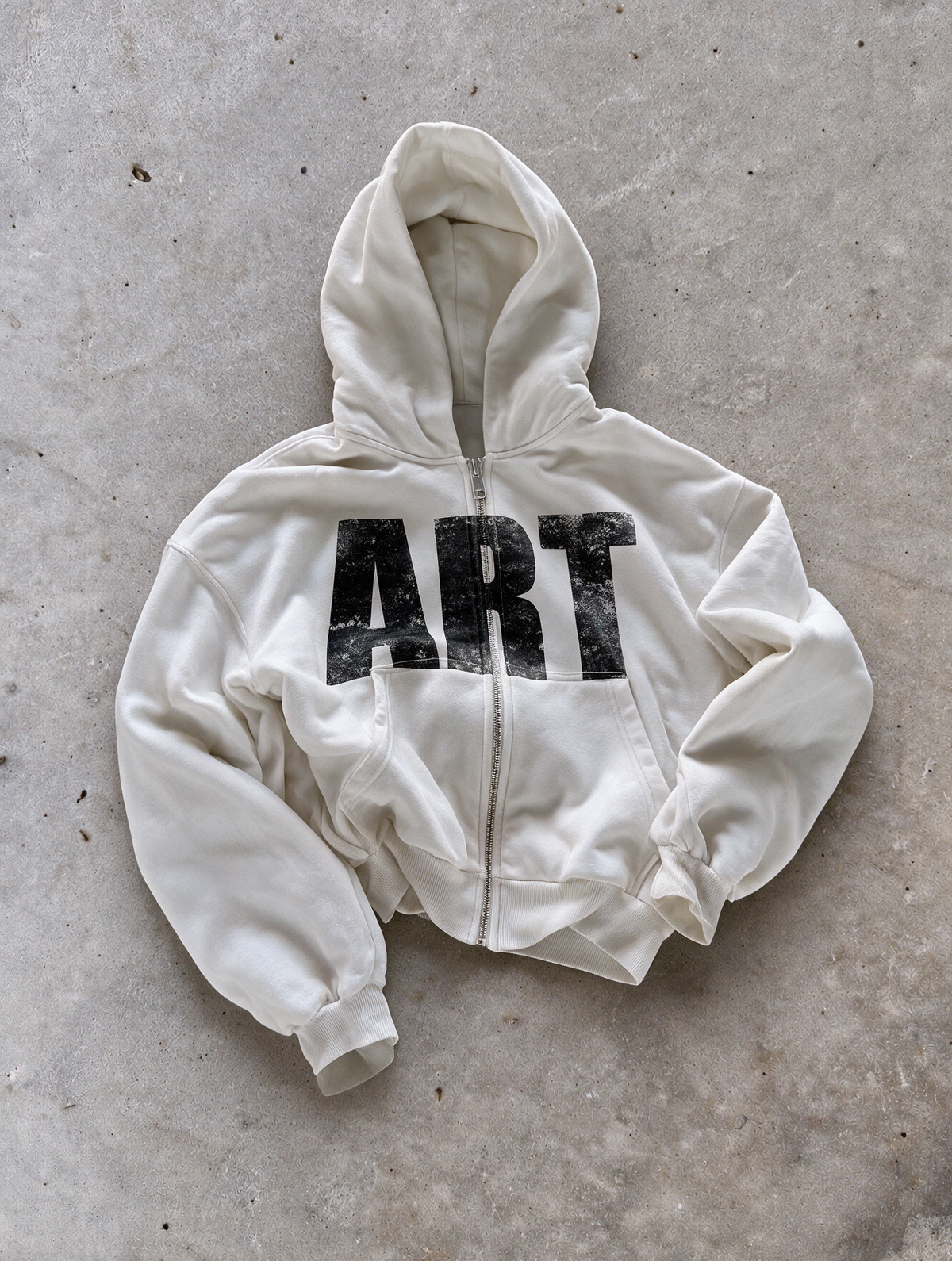 'ART' HEAVYWEIGHT BOXY ZIPUP HOODIE — White — additional product view