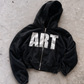'ART' HEAVYWEIGHT BOXY ZIPUP HOODIE — Black — additional product view