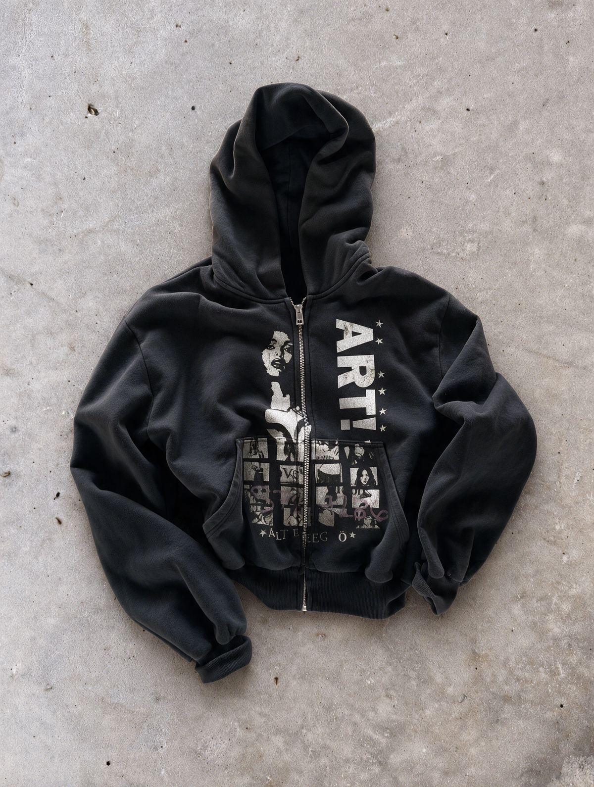 'ART!' HEAVYWEIGHT BOXY ZIPUP HOODIE — Black — additional product view