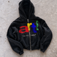 'DO YOU CREATE?' HEAVYWEIGHT BOXY ZIPUP HOODIE — Black — additional product view