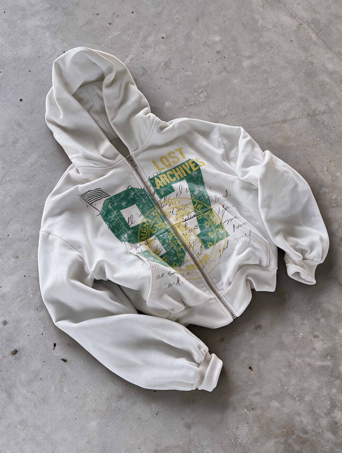 '97' HEAVYWEIGHT BOXY ZIPUP HOODIE — White — additional product view