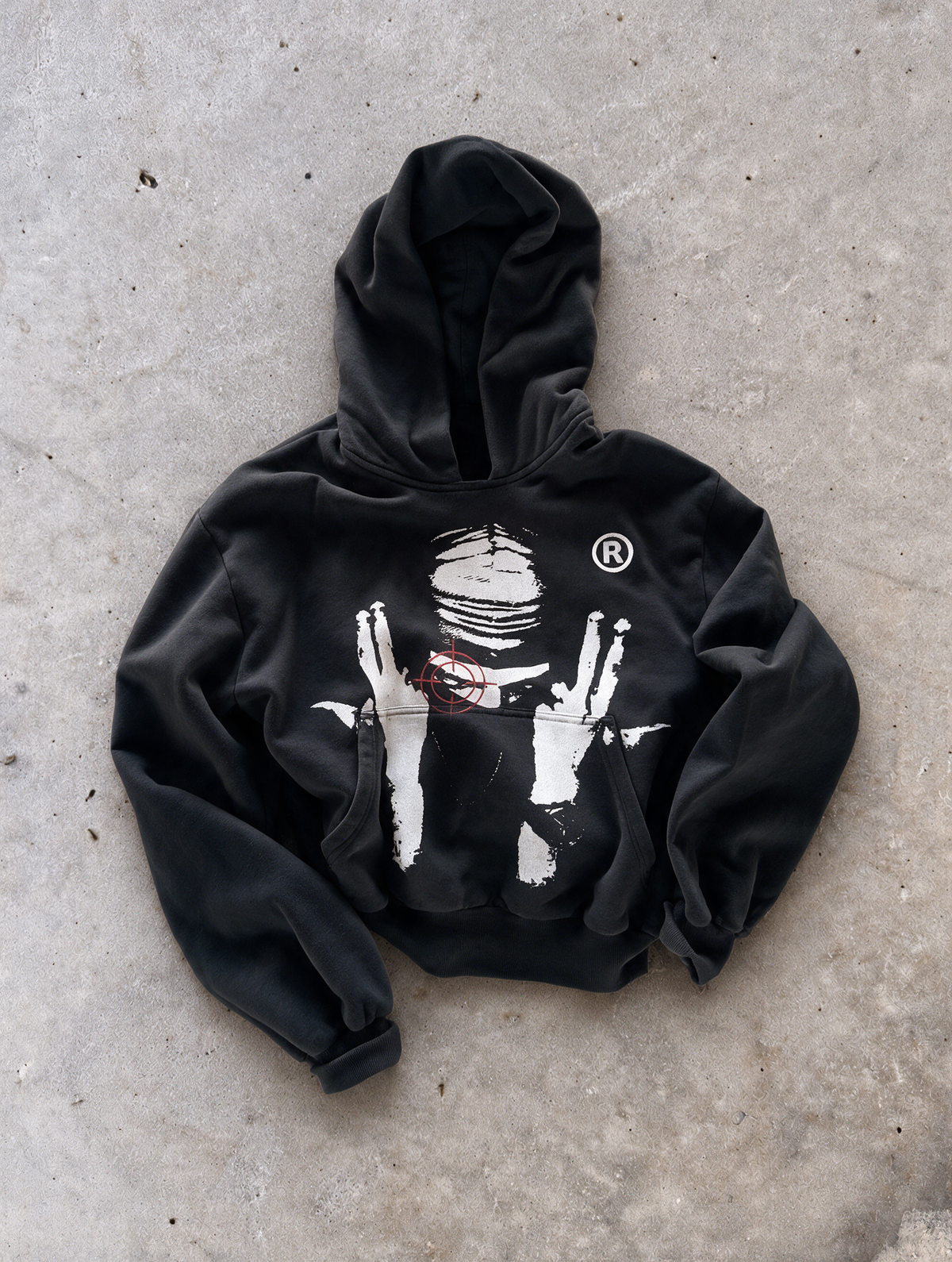 'TARGET' 500G HEAVYWEIGHT HOODIE — Black — additional product view