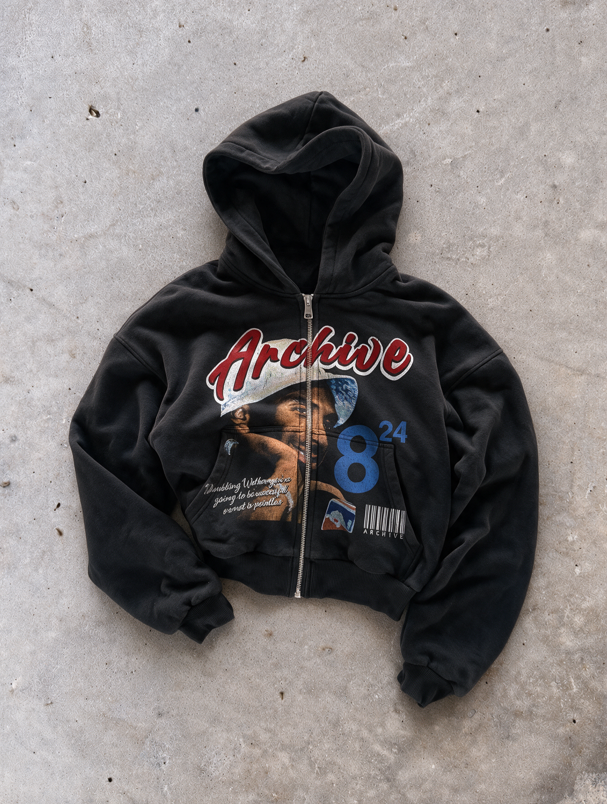 'MAMBA ARCHIVE' HEAVYWEIGHT BOXY ZIPUP HOODIE — Black — additional product view