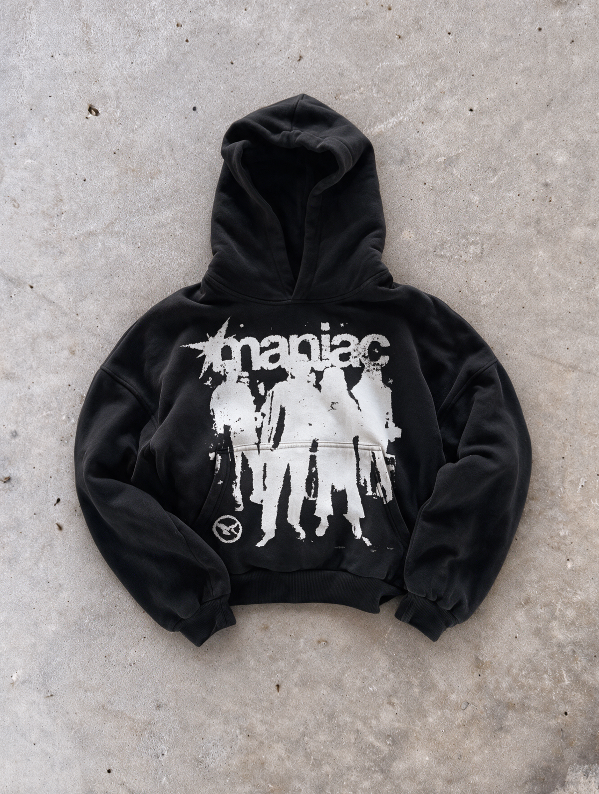 'MANIAC' 500G HEAVYWEIGHT HOODIE — Black — additional product view