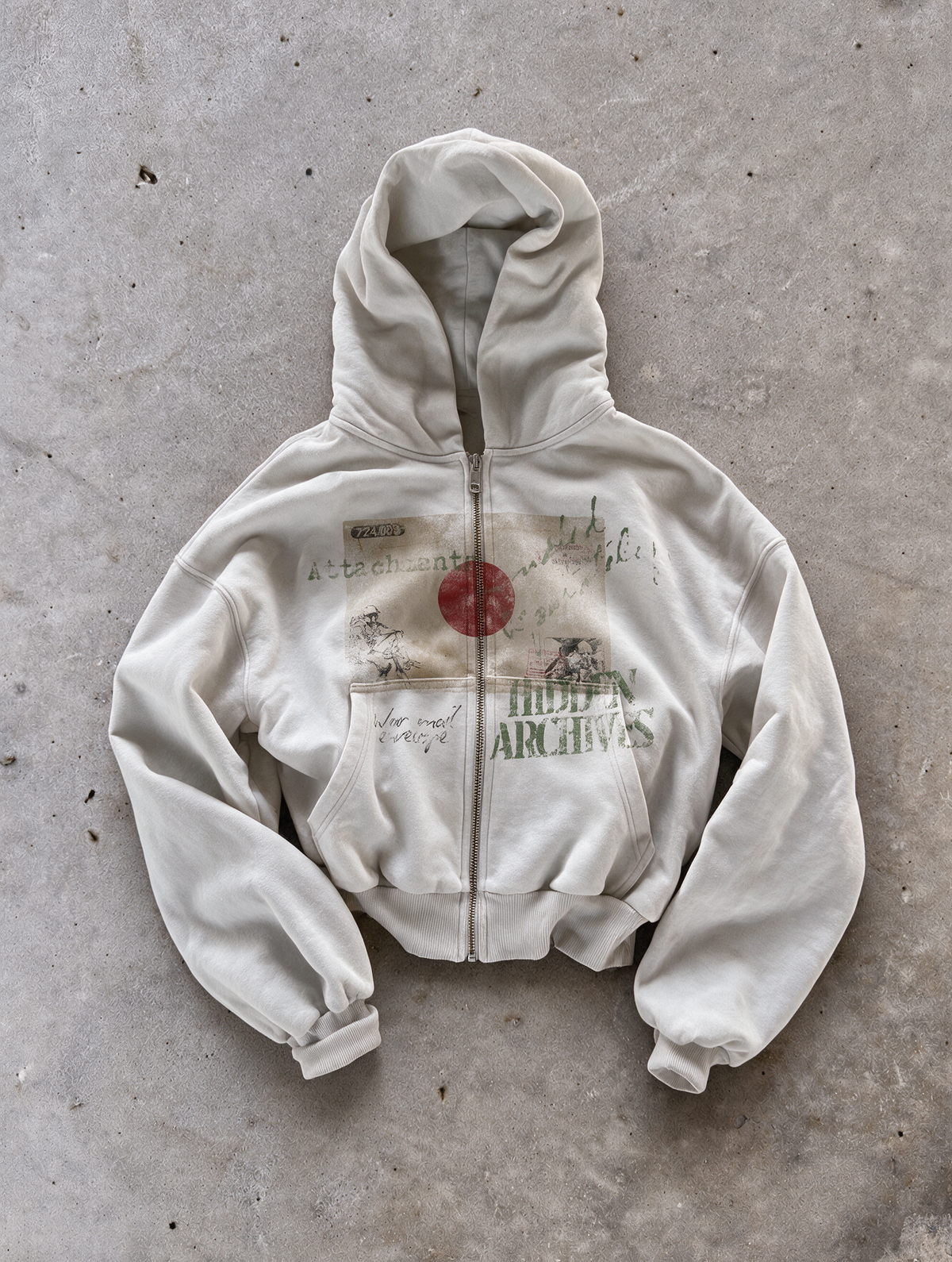 'JAPAN' HEAVYWEIGHT BOXY ZIPUP HOODIE — White — additional product view