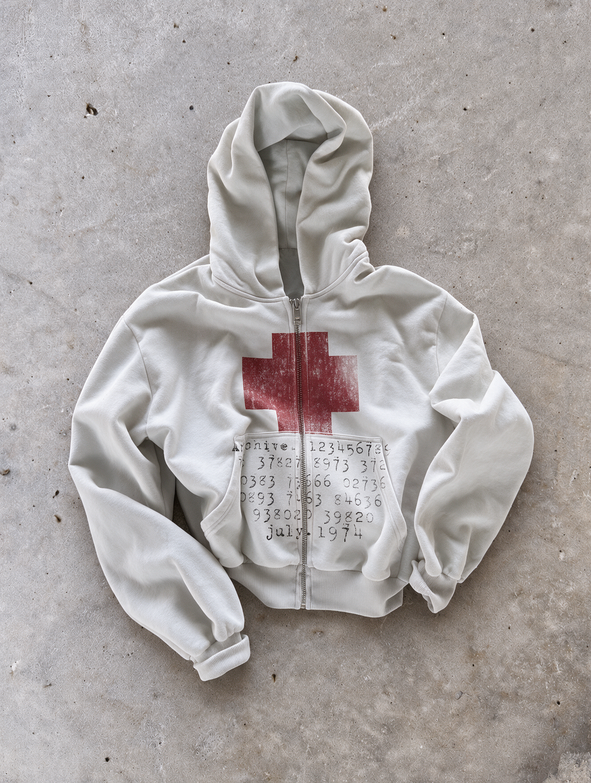 'JULY1974' HEAVYWEIGHT BOXY ZIPUP HOODIE — White — additional product view