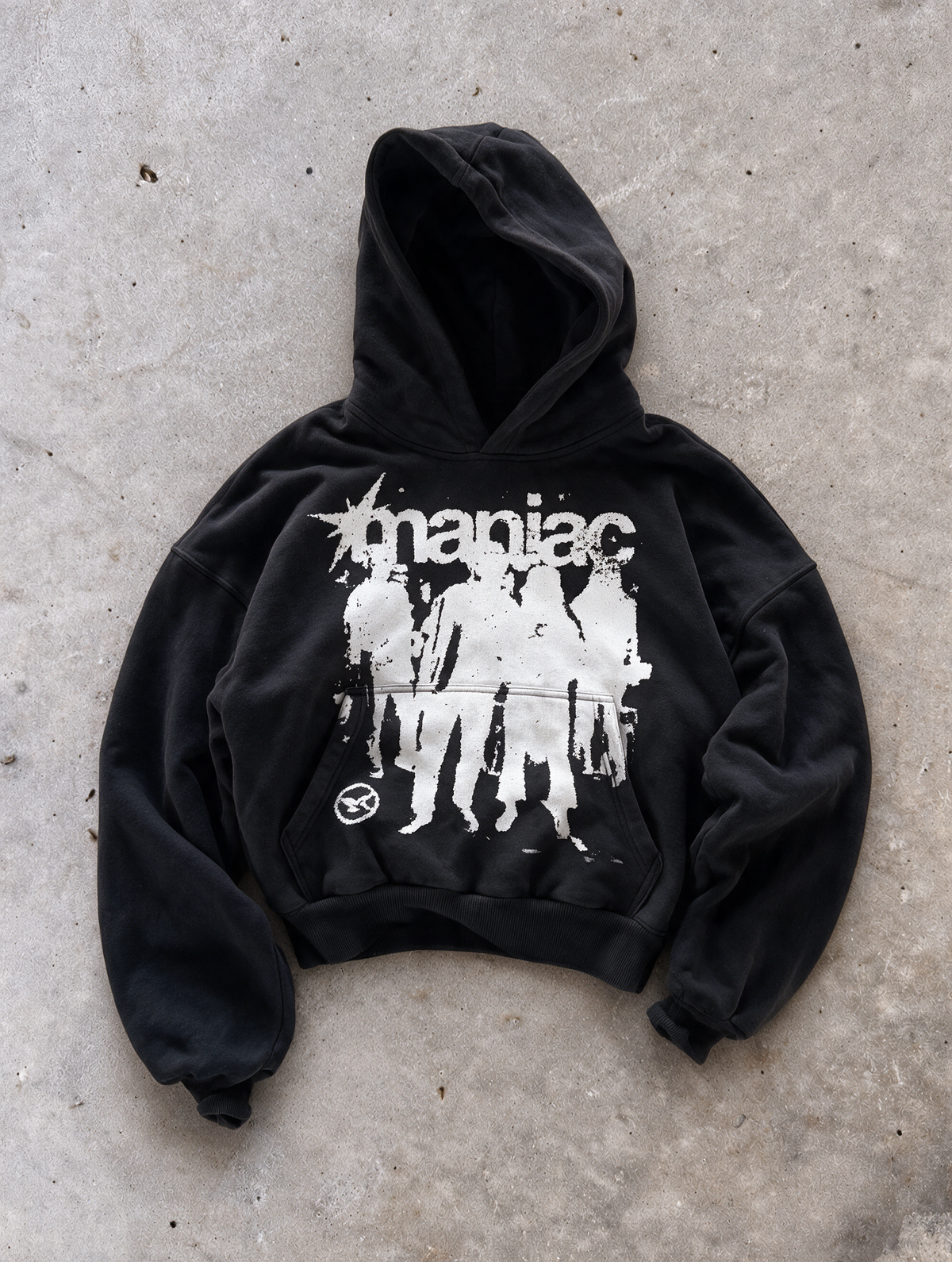 'MANIAC' 500G HEAVYWEIGHT HOODIE — Black — additional product view