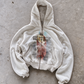 'SAVE ME' HEAVYWEIGHT BOXY ZIPUP HOODIE — White — additional product view