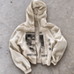 'SILENCE SPEAKS VOLUMES' HEAVYWEIGHT BOXY ZIPUP HOODIE — Tan — additional product view