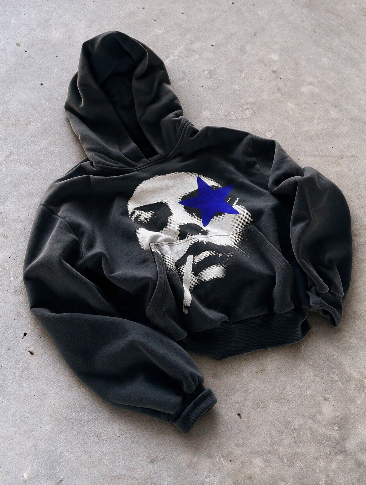 'LOST STAR' 500G HEAVYWEIGHT HOODIE — Blue — additional product view